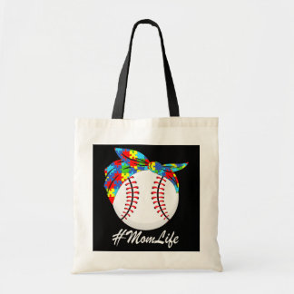 Autism Mom Baseball Messy Bun Autism Awareness  Tote Bag