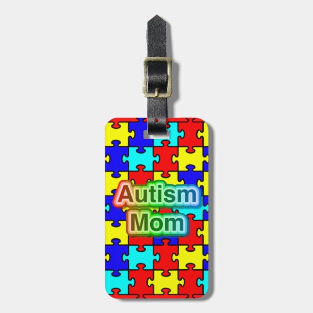 Autism Mom custom luggage tag (Front Vertical)
