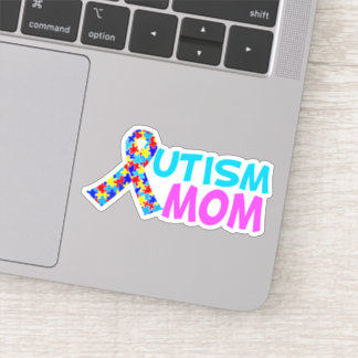 Autism Mom Cute Pink Blue Mother's Day Sticker