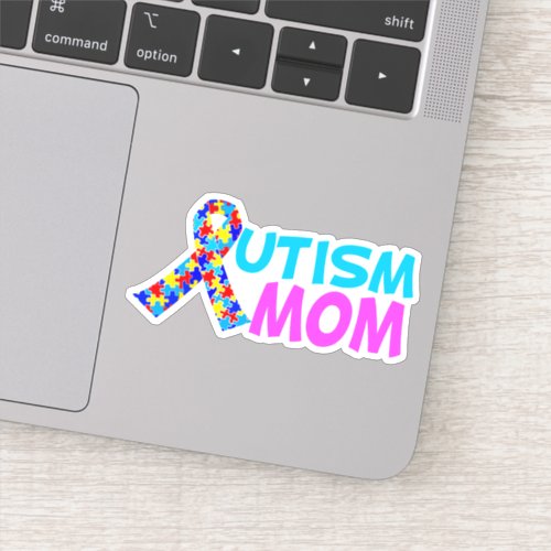 Autism Mom Cute Pink Blue Mothers Day Sticker