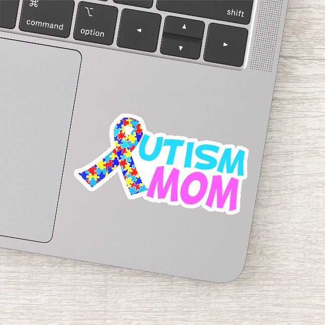 Autism Mom Cute Pink Blue Mother's Day Sticker (Detail)