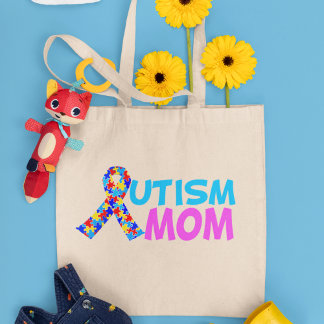 Autism Mom Cute Pink Blue Mother's Day Tote Bag