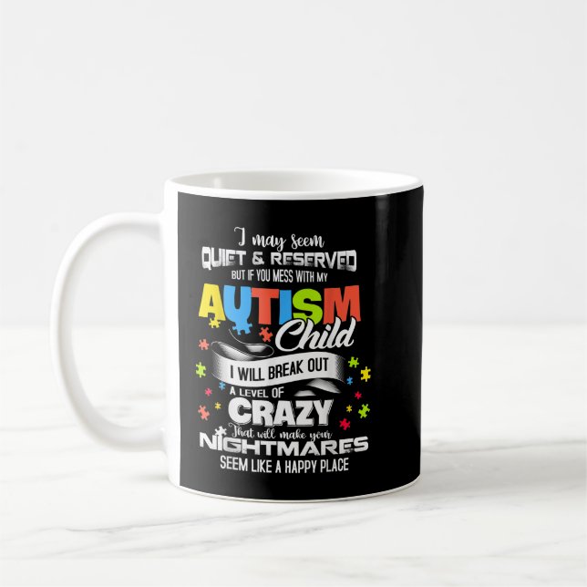 Autism Mom  Gifts Autism Awareness Puzzle Pieces Coffee Mug (Left)