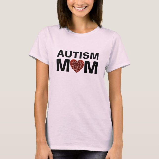 Autism Mom Heart Love Puzzle T-Shirt (Front)