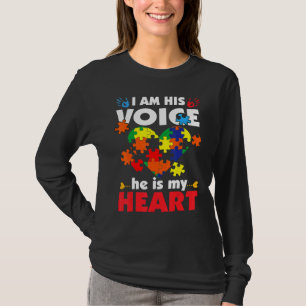 Autism Mom I Am His Voice He Is My Heart Autism Aw T-Shirt