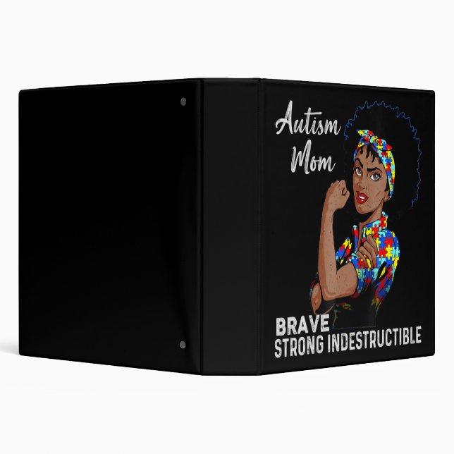 Autism Mom Indestructible Autism Awareness Black W 3 Ring Binder (Background)