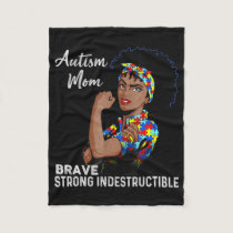 Autism Mom Indestructible Autism Awareness Black W Fleece Blanket