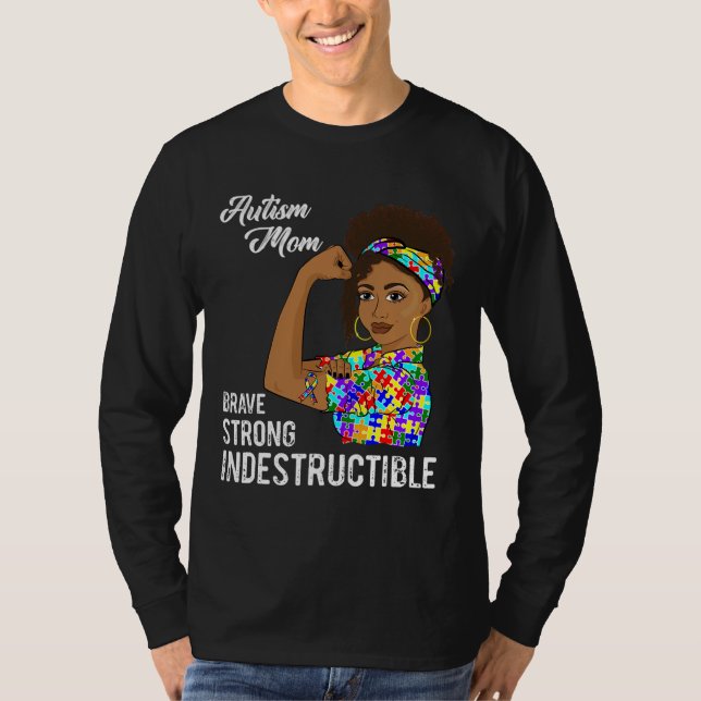 Autism Mom Indestructible Autistic Puzzle Ribbon A T-Shirt (Front)