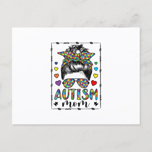 Autism Mom Life Messy Bun Bleached Mothers Day Announcement Postcard