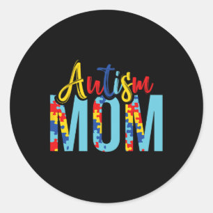 Autism Mom Life Puzzle Mothers Day Autism Mom Classic Round Sticker
