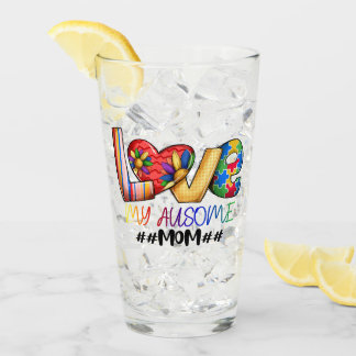 Autism Mom Love - Colorful Awareness  Glass