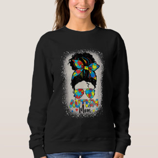 Autism Mom Messy Bun Autism Awareness Mom 1 Sweatshirt