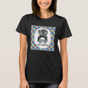 Autism Mom Messy Bun Tumbler Autism Awareness T-Shirt