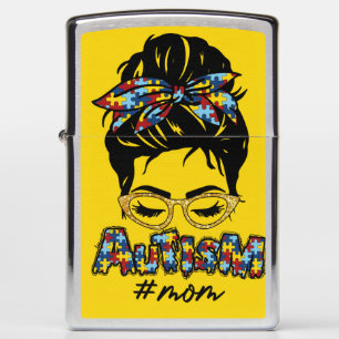 Autism Mom Messy Bun Zippo Lighter