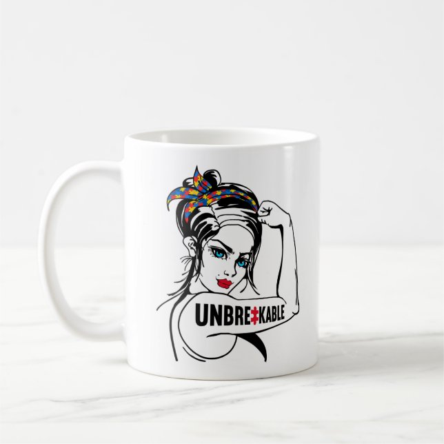 Autism Mom Mother Mama Unbreakable Rosie The Coffee Mug (Left)