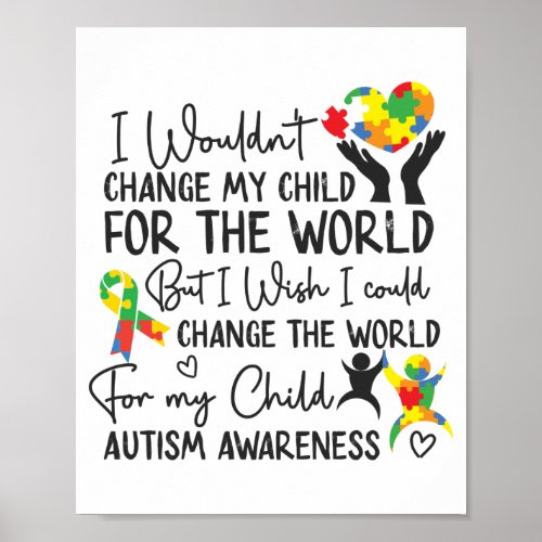 Autism Mom Mother Mama Wouldnt Change My Child Poster