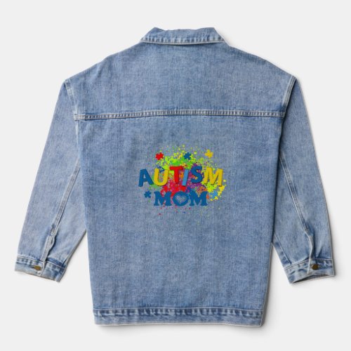 Autism Mom Mother Sunflower Puzzle Piece Autism Aw Denim Jacket