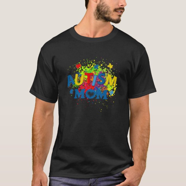 Autism Mom Mother Sunflower Puzzle Piece Autism Aw T-Shirt (Front)