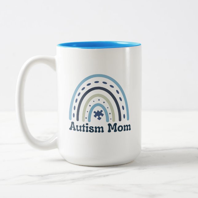 Autism Mom Mug, 15 oz Two-Tone Coffee Mug (Left)