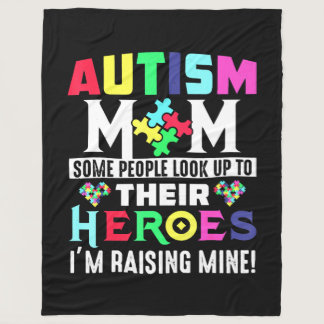 Autism Mom My Son Is Hero Autism Awareness Costume Fleece Blanket