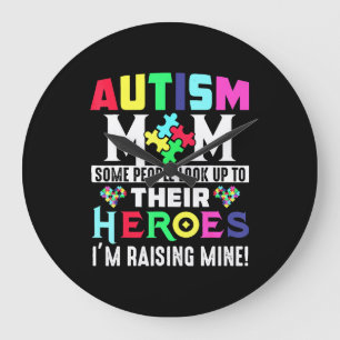 Autism Mom My Son Is Hero Autism Awareness Costume Large Clock