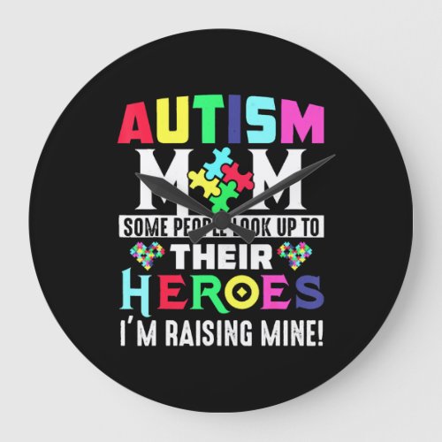 Autism Mom My Son Is Hero Autism Awareness Costume Large Clock