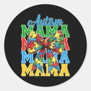 Autism Mom Neuro Diverse Coquette Bow Mama Mother' Classic Round Sticker