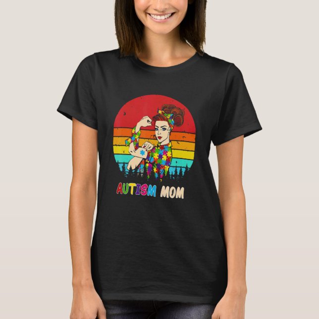Autism Mom Proud Mom Awareness Month Mama Autistic T-Shirt (Front)