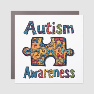Autism Mom Puzzle Piece Coquette Bow Ribbon Autism Car Magnet