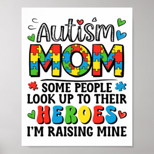 Autism Mom Raising Hero Groovy Autism Awareness Poster