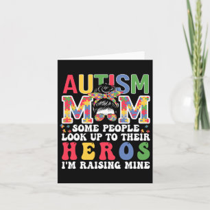Autism Mom Raising - Hero Groovy Messy Bun Autism Card