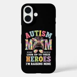 Autism Mom Raising Hero Messy Bun Autistic iPhone 16 Case