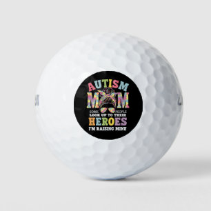 Autism Mom Raising Hero Messy Bun Autistic Golf Balls