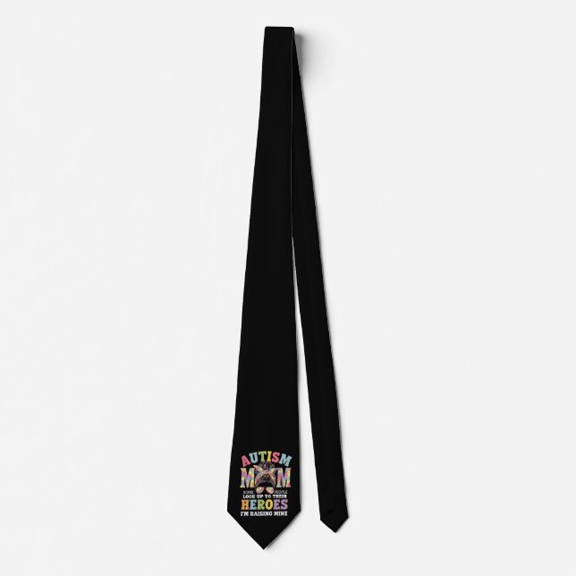 Autism Mom Raising Hero Messy Bun Autistic Neck Tie (Front)