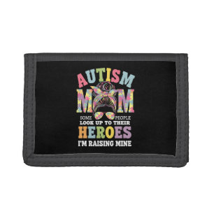 Autism Mom Raising Hero Messy Bun Autistic Trifold Wallet