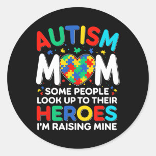Autism Mom Raising Heros Autism Awareness Be Kind Classic Round Sticker
