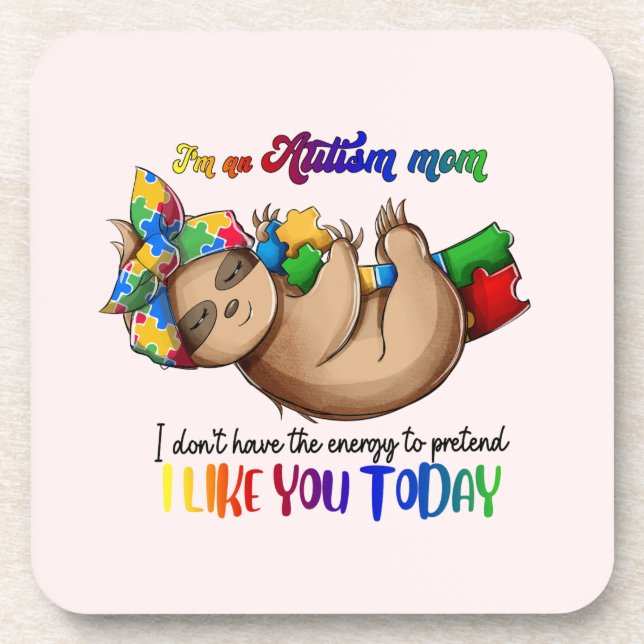 Autism Mom - Sloth Beverage Coaster (Front)