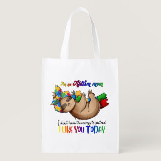 Autism Mom - Sloth Grocery Bag