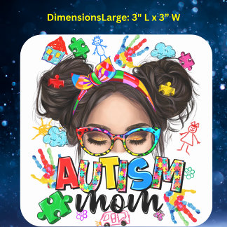 "Autism Mom" Square Stickers