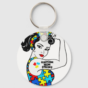 autism mom stron keychain