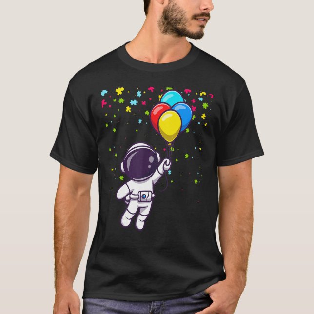 Autism Mom Teacher Youth Kids Astronaut Autism Awa T-Shirt (Front)