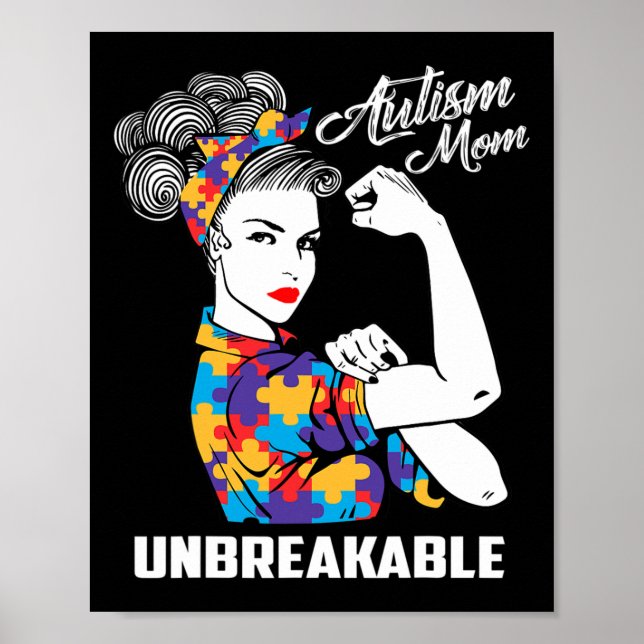 Autism Mom Unbreakable Autism Awareness Gift  Poster (Front)
