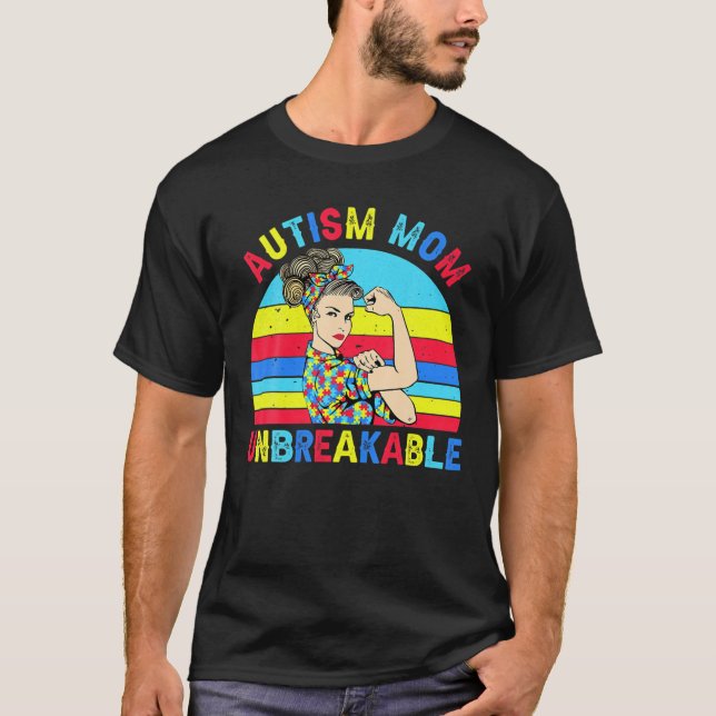 Autism Mom Unbreakable Autism Awareness Gift Pullo T-Shirt (Front)