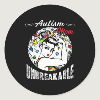 Autism Mom Unbreakable  Autism Awareness Gifts   Classic Round Sticker