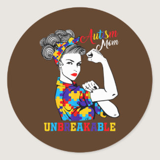 Autism Mom Unbreakable Autism Awareness Gifts  Classic Round Sticker