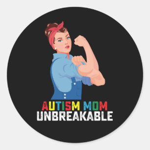 Autism Mom Unbreakable Proud Autistic Family Classic Round Sticker