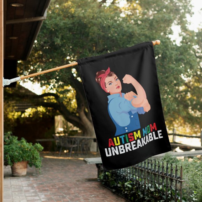 Autism Mom Unbreakable Proud Autistic Family House Flag (In SItu)