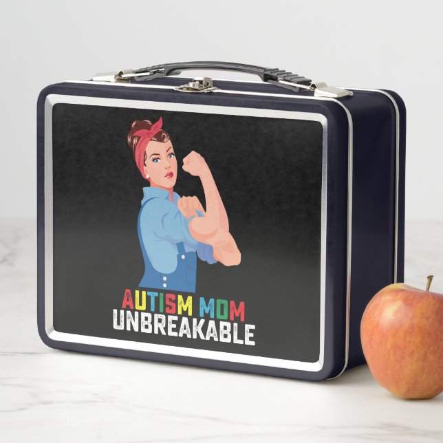 Autism Mom Unbreakable Proud Autistic Family Metal Lunch Box (In Situ)
