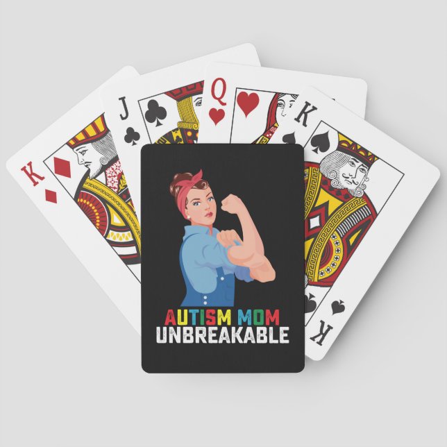 Autism Mom Unbreakable Proud Autistic Family Poker Cards (Back)