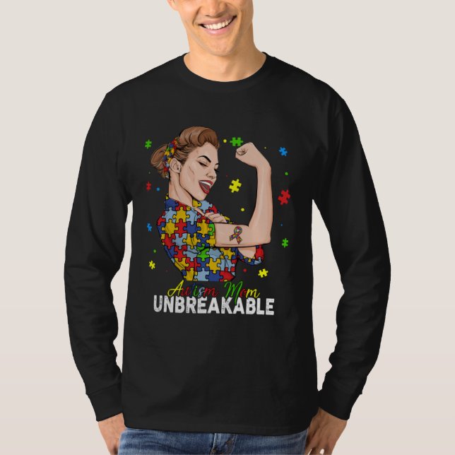 Autism Mom Unbreakable  Puzzle Autism Awareness Mo T-Shirt (Front)